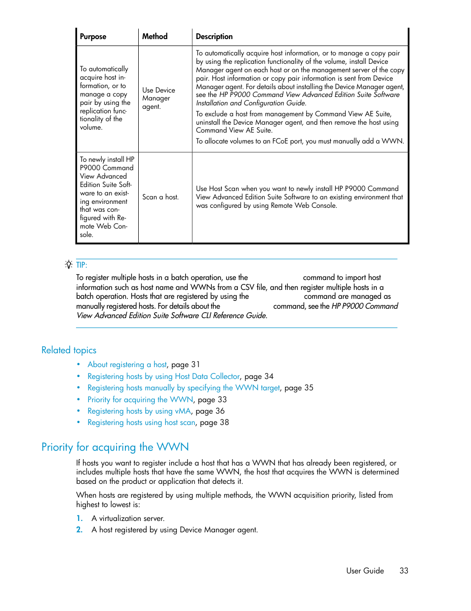 Priority for acquiring the wwn | HP XP Array Manager Software User Manual | Page 33 / 238