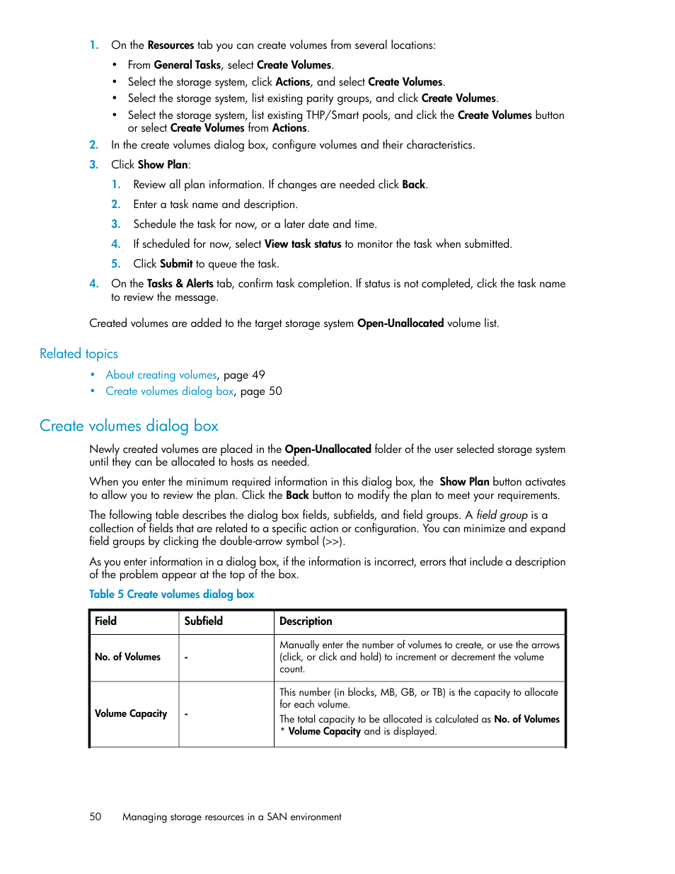 Create volumes dialog box | HP XP Array Manager Software User Manual | Page 50 / 238