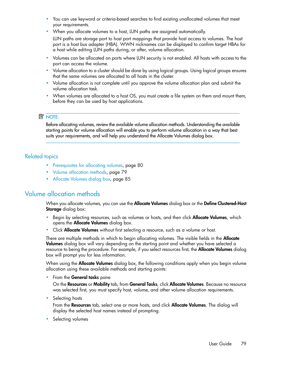 Volume allocation methods | HP XP Array Manager Software User Manual | Page 79 / 238