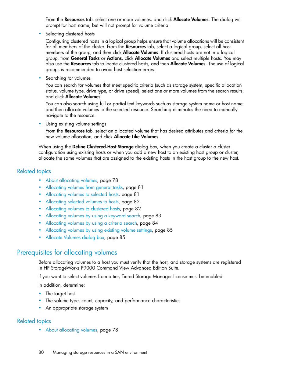 Prerequisites for allocating volumes | HP XP Array Manager Software User Manual | Page 80 / 238