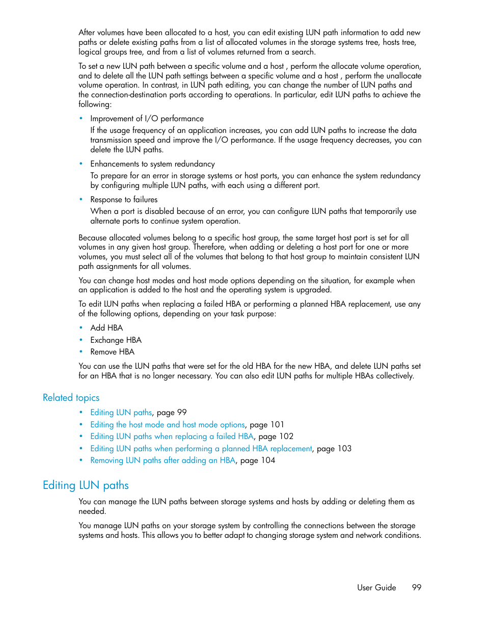 Editing lun paths | HP XP Array Manager Software User Manual | Page 99 / 238