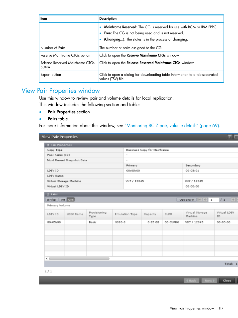 View pair properties window | HP XP Racks User Manual | Page 117 / 153