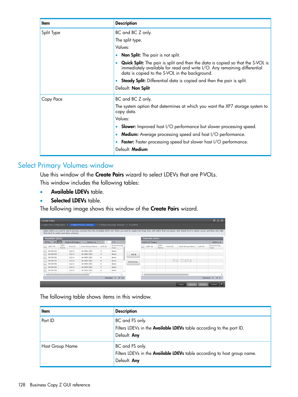 Select primary volumes window | HP XP Racks User Manual | Page 128 / 153