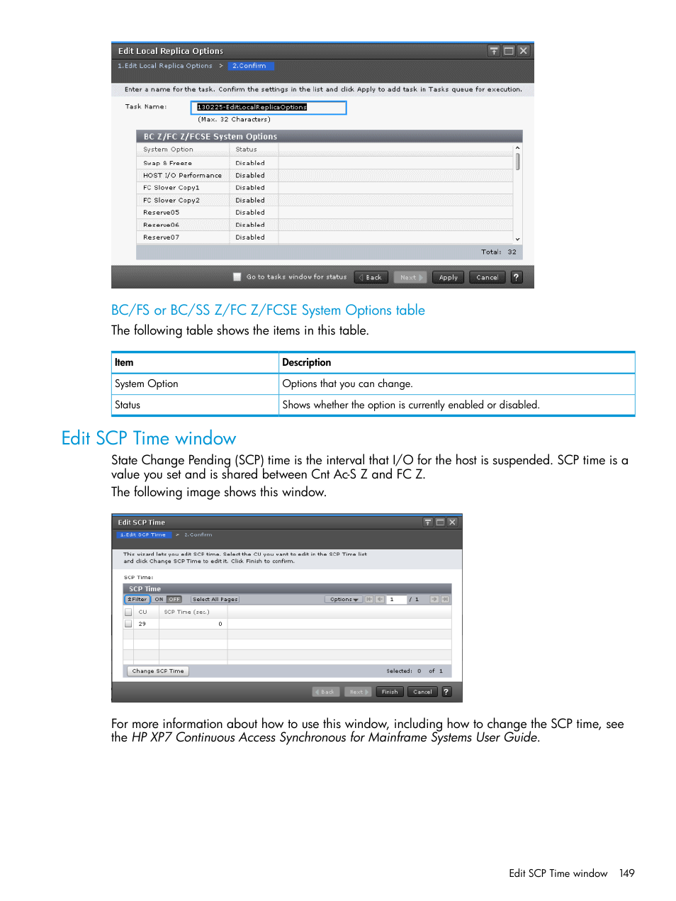 Edit scp time window | HP XP Racks User Manual | Page 149 / 153