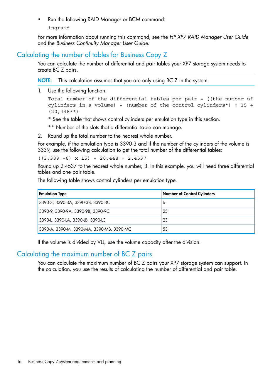 Calculating the maximum number of bc z pairs | HP XP Racks User Manual | Page 16 / 153