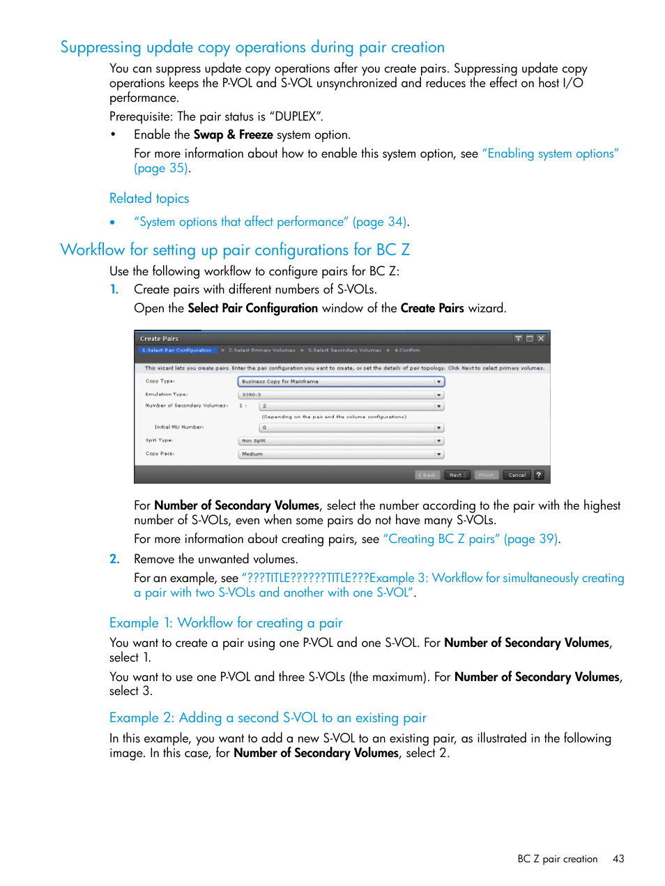 Workflow for setting up pair, Suppressing update copy, Workflow for setting | HP XP Racks User Manual | Page 43 / 153