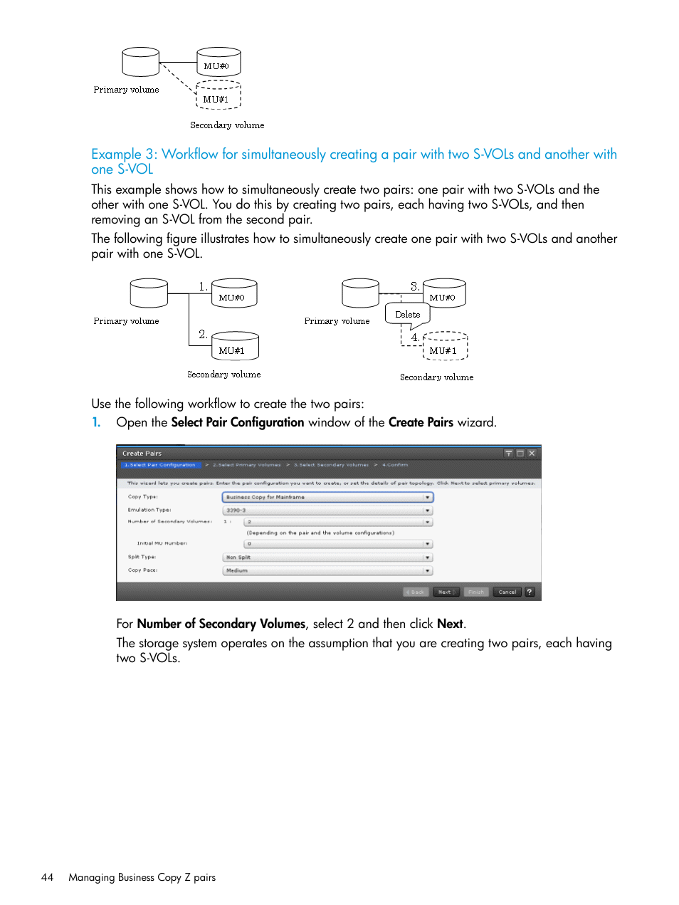 A pair with two s-vols and another with one s-vol | HP XP Racks User Manual | Page 44 / 153