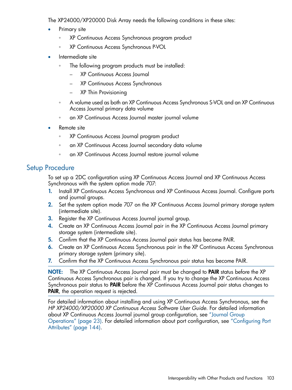 Setup procedure | HP XP Continuous Access Software User Manual | Page 103 / 245