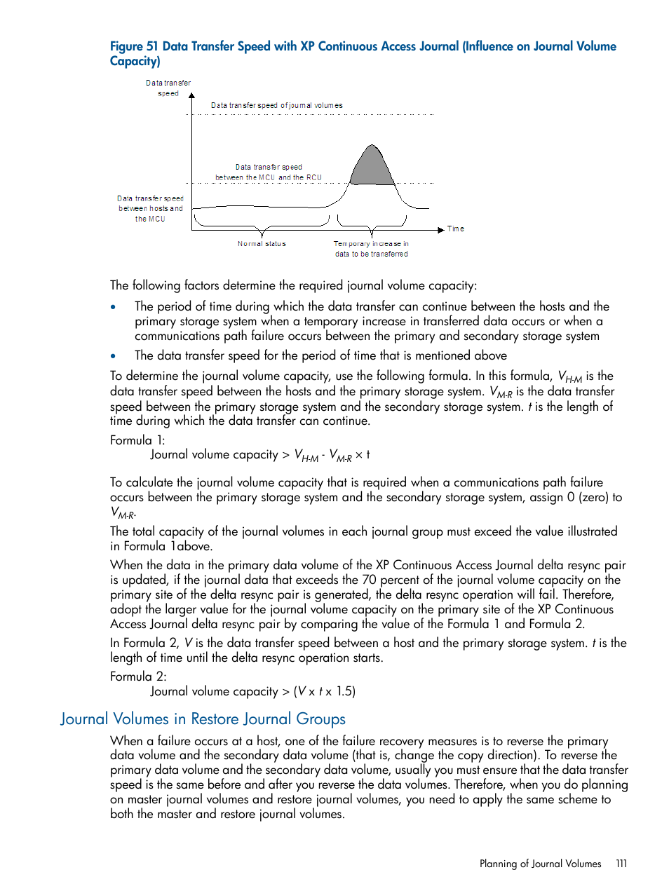 Journal volumes in restore journal groups, Journal volumes in restore | HP XP Continuous Access Software User Manual | Page 111 / 245