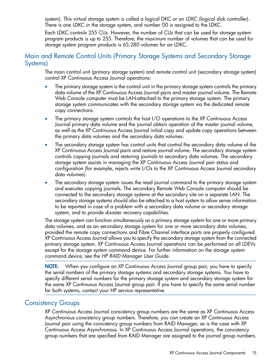 Consistency groups | HP XP Continuous Access Software User Manual | Page 15 / 245