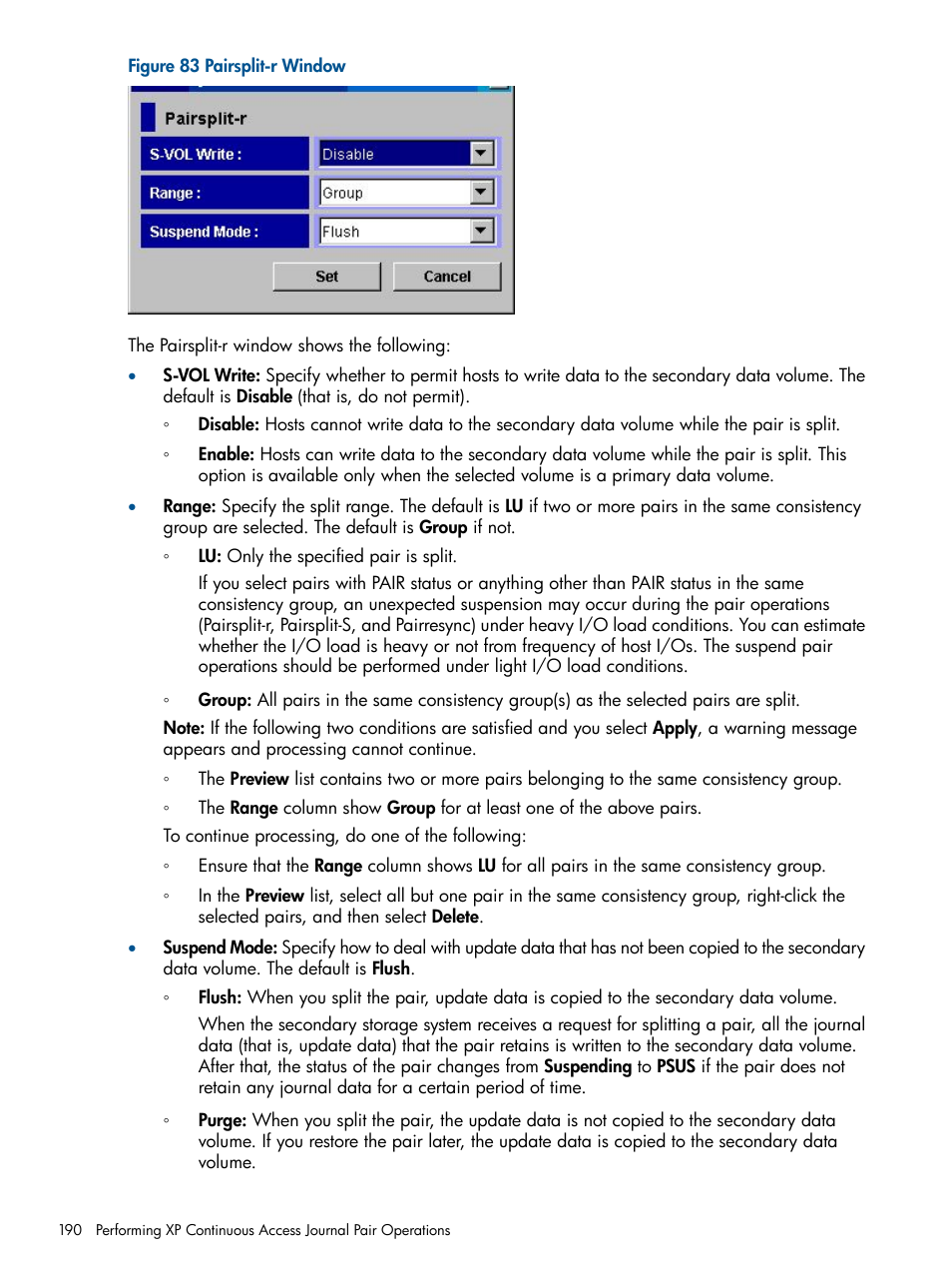 HP XP Continuous Access Software User Manual | Page 190 / 245