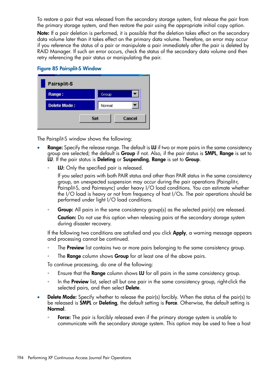 HP XP Continuous Access Software User Manual | Page 194 / 245