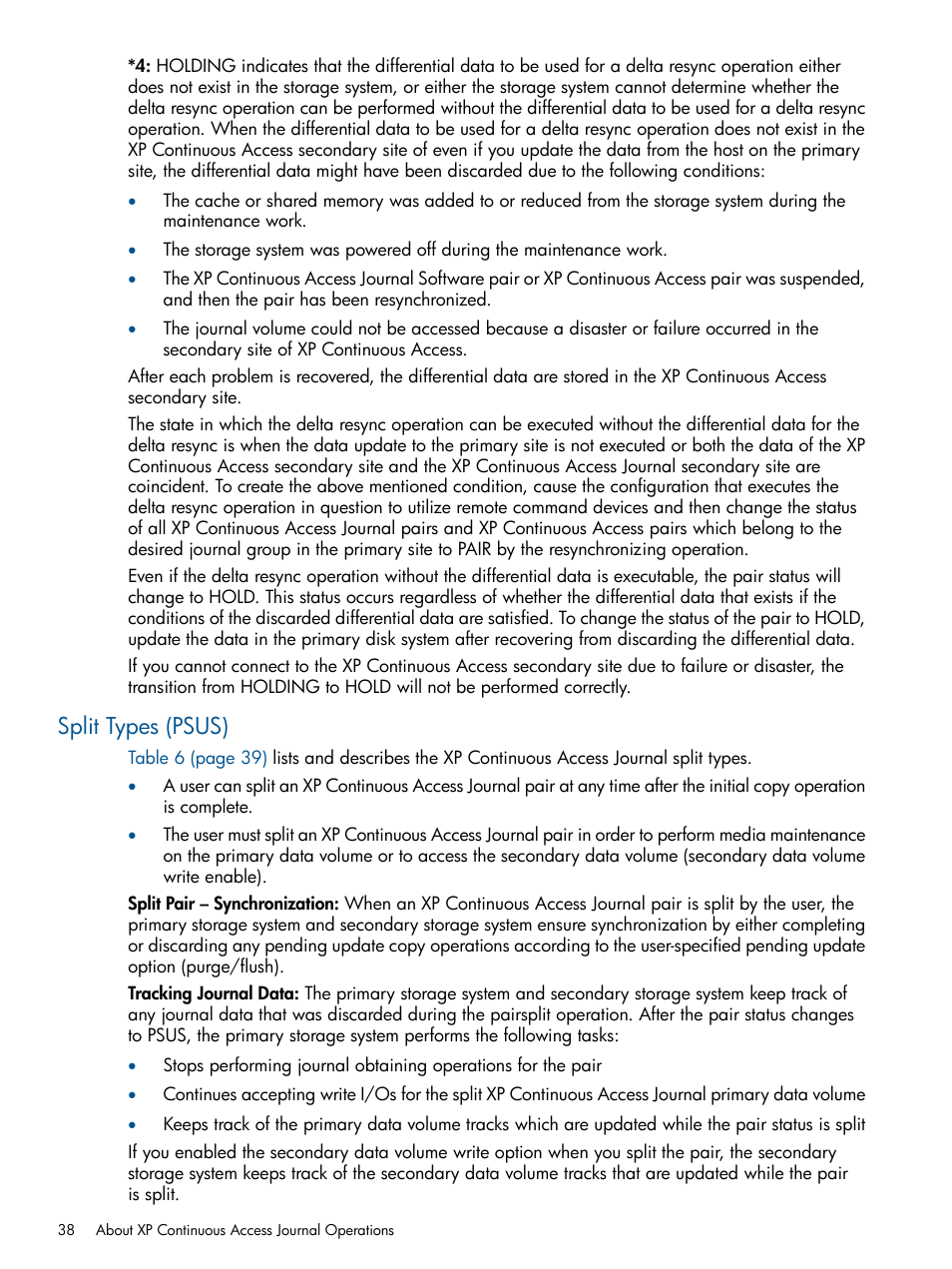 Split types (psus) | HP XP Continuous Access Software User Manual | Page 38 / 245