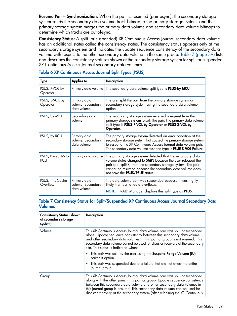 Xp continuous, Access journal split | HP XP Continuous Access Software User Manual | Page 39 / 245