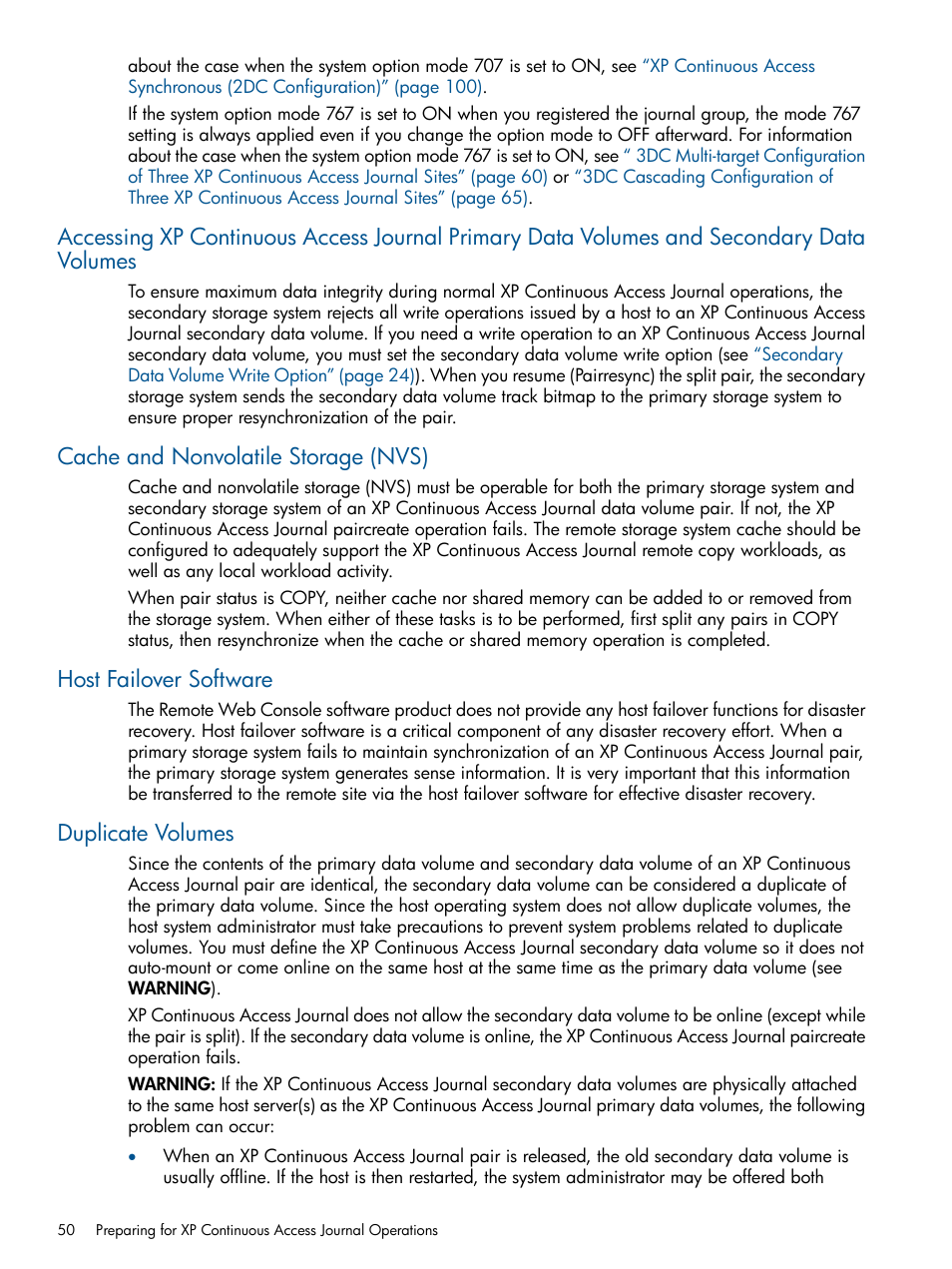 Cache and nonvolatile storage (nvs), Host failover software, Duplicate volumes | HP XP Continuous Access Software User Manual | Page 50 / 245