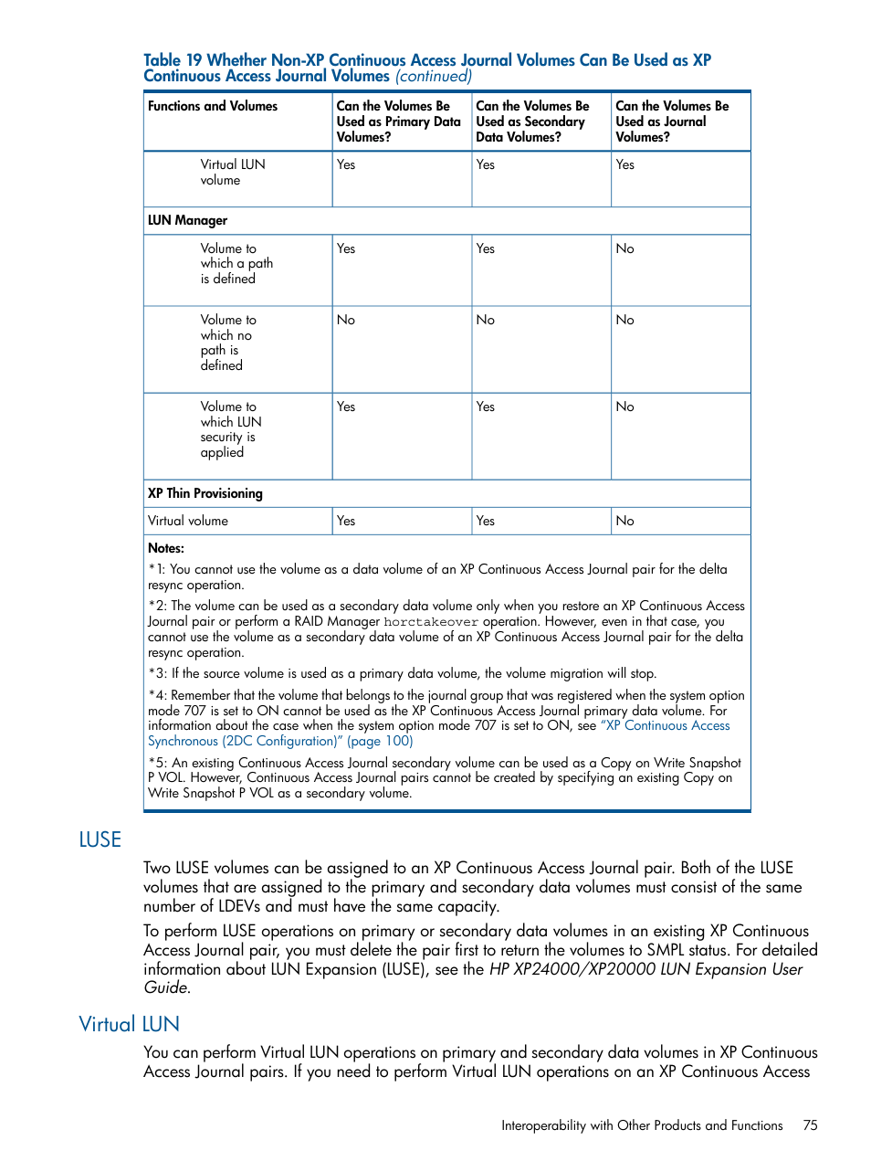 Luse, Virtual lun, Luse virtual lun | HP XP Continuous Access Software User Manual | Page 75 / 245