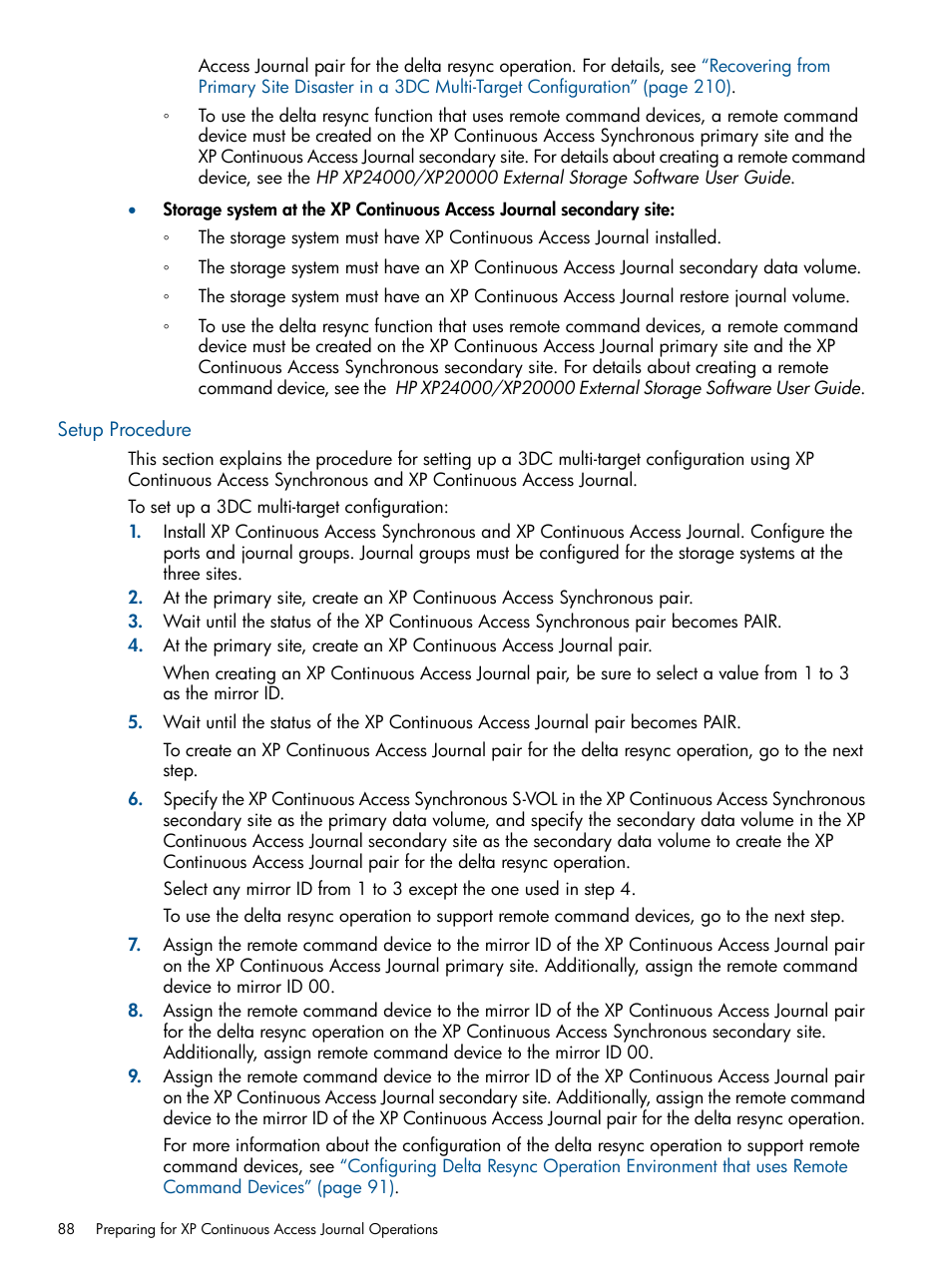 Setup procedure | HP XP Continuous Access Software User Manual | Page 88 / 245