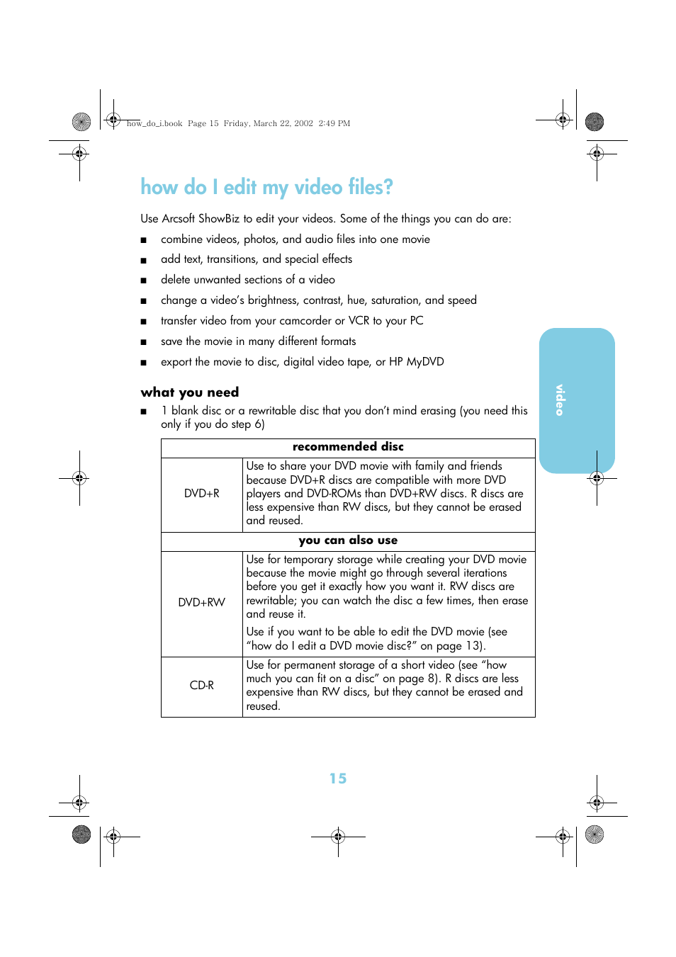 How do i edit my video files | HP DVD-Writer dvd200i User Manual | Page 18 / 33