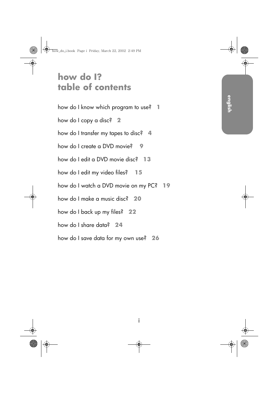 How do i? table of contents | HP DVD-Writer dvd200i User Manual | Page 2 / 33