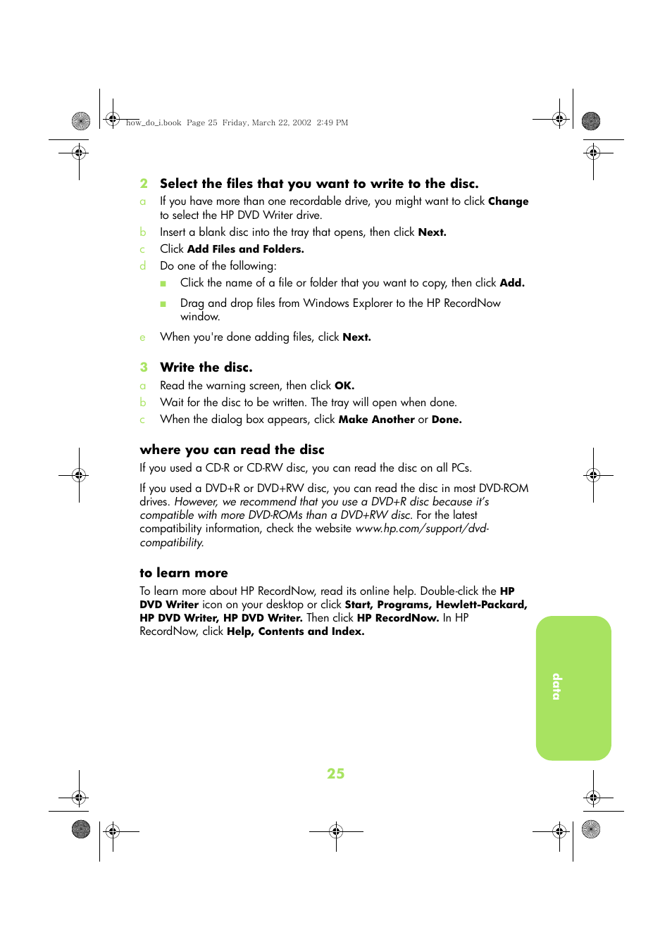 HP DVD-Writer dvd200i User Manual | Page 28 / 33