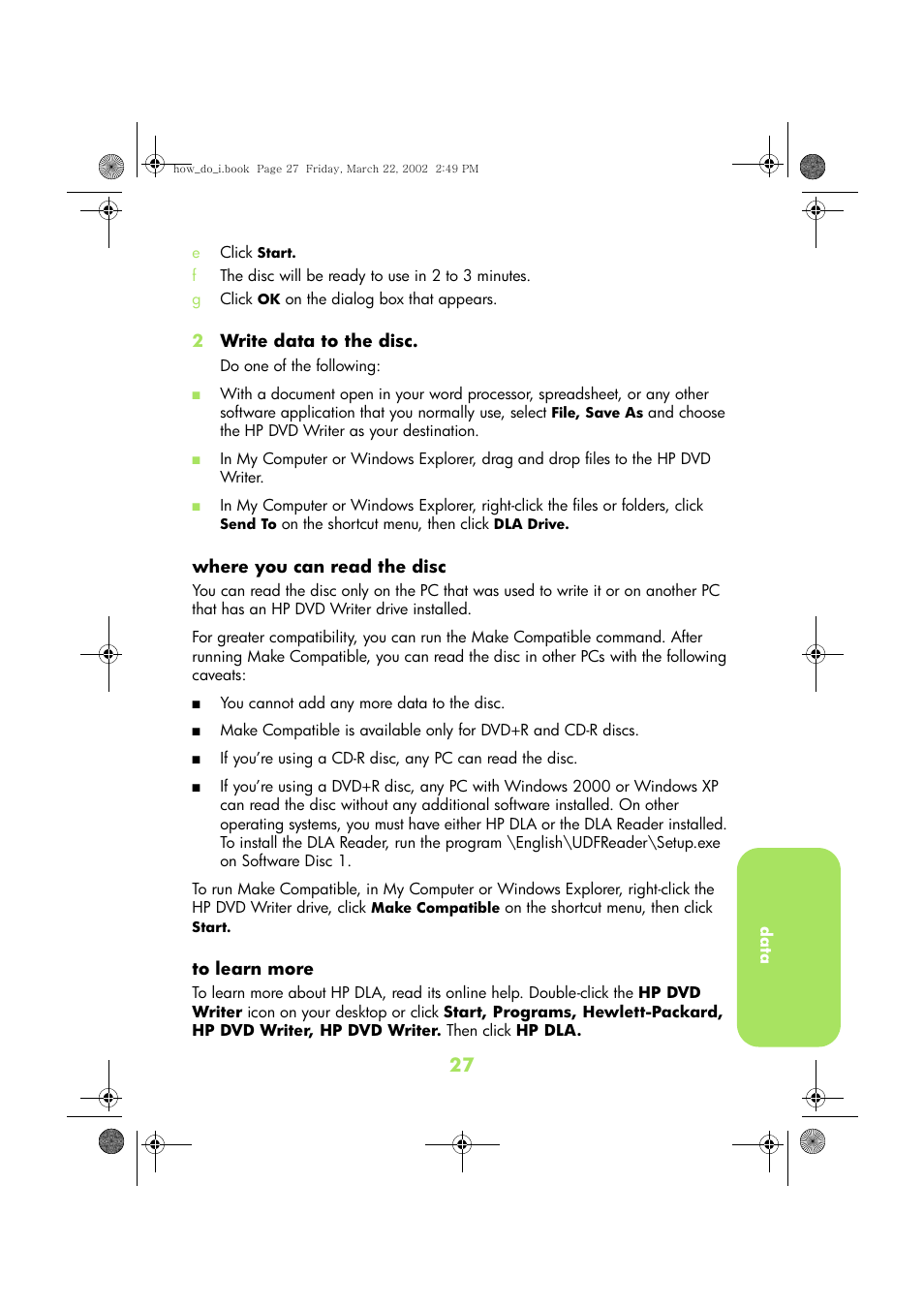HP DVD-Writer dvd200i User Manual | Page 30 / 33