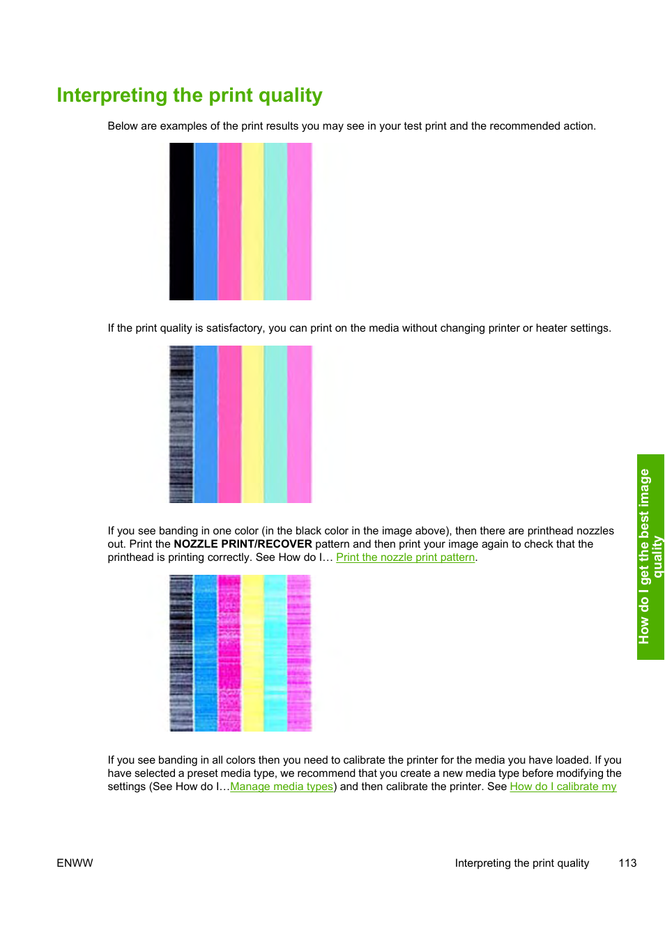 Interpreting the print quality | HP Designjet 8000 Printer series User Manual | Page 123 / 230