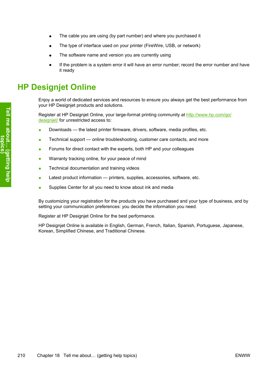 Hp designjet online | HP Designjet 8000 Printer series User Manual | Page 220 / 230