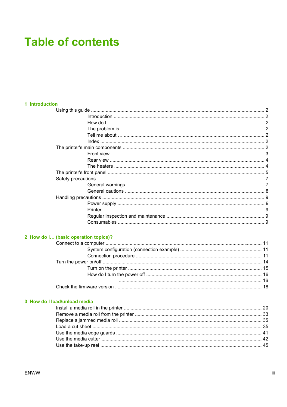 HP Designjet 8000 Printer series User Manual | Page 3 / 230