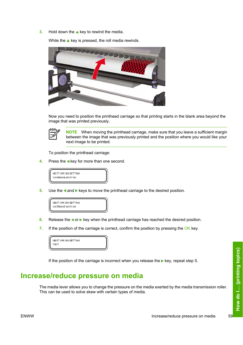 Increase/reduce pressure on media | HP Designjet 8000 Printer series User Manual | Page 69 / 230