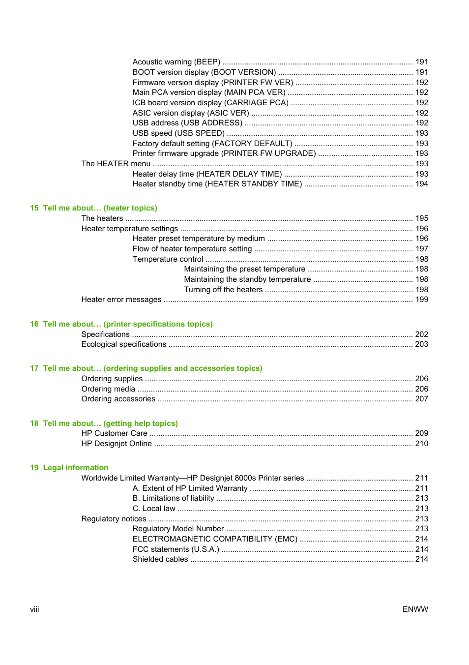 HP Designjet 8000 Printer series User Manual | Page 8 / 230