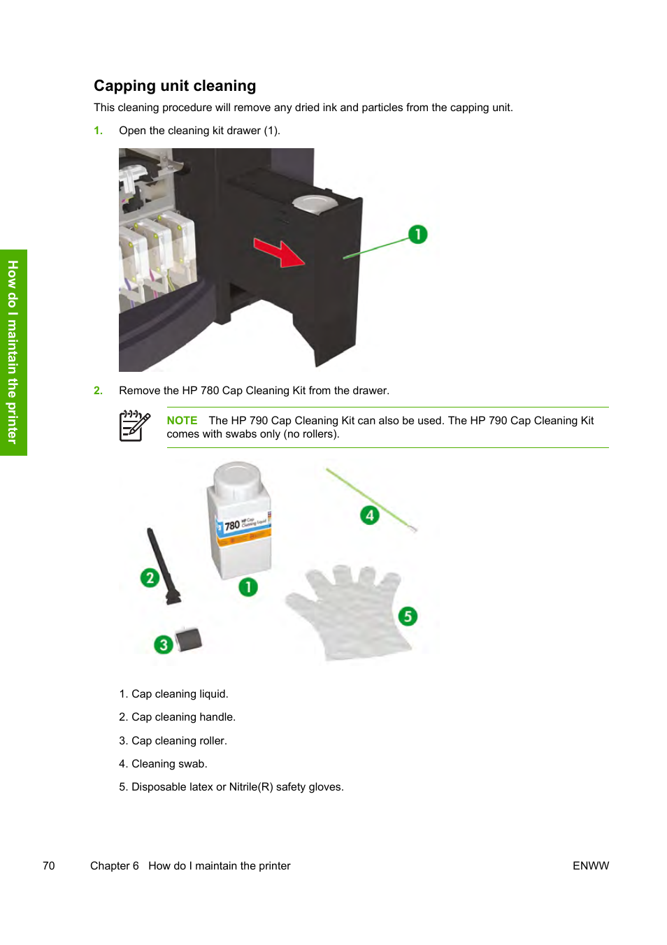 Capping unit cleaning | HP Designjet 8000 Printer series User Manual | Page 80 / 230