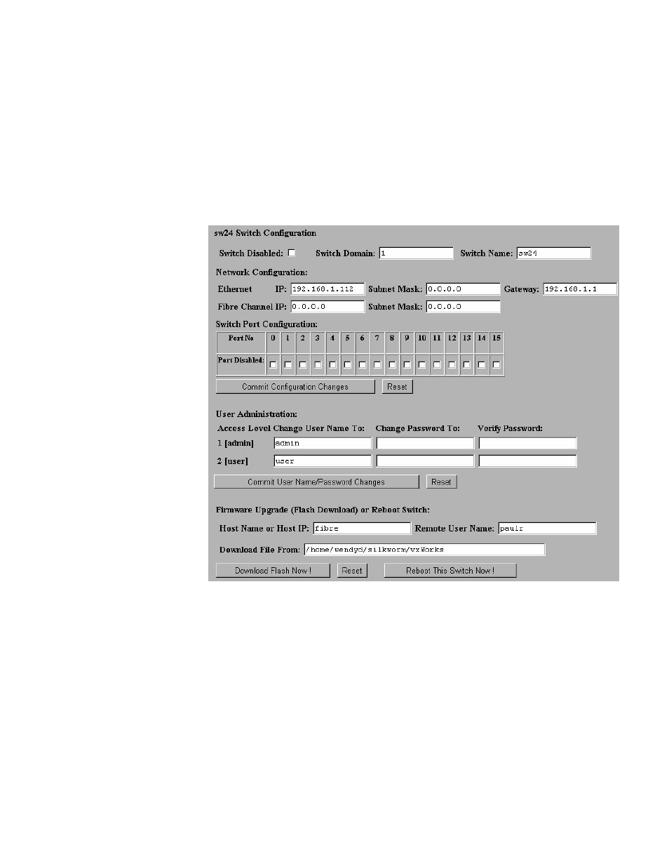 Administrative interface page | HP HSG Array Controller User Manual | Page 102 / 248