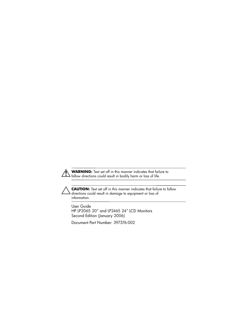 HP LP2465 24-inch Widescreen LCD Monitor User Manual | Page 2 / 76