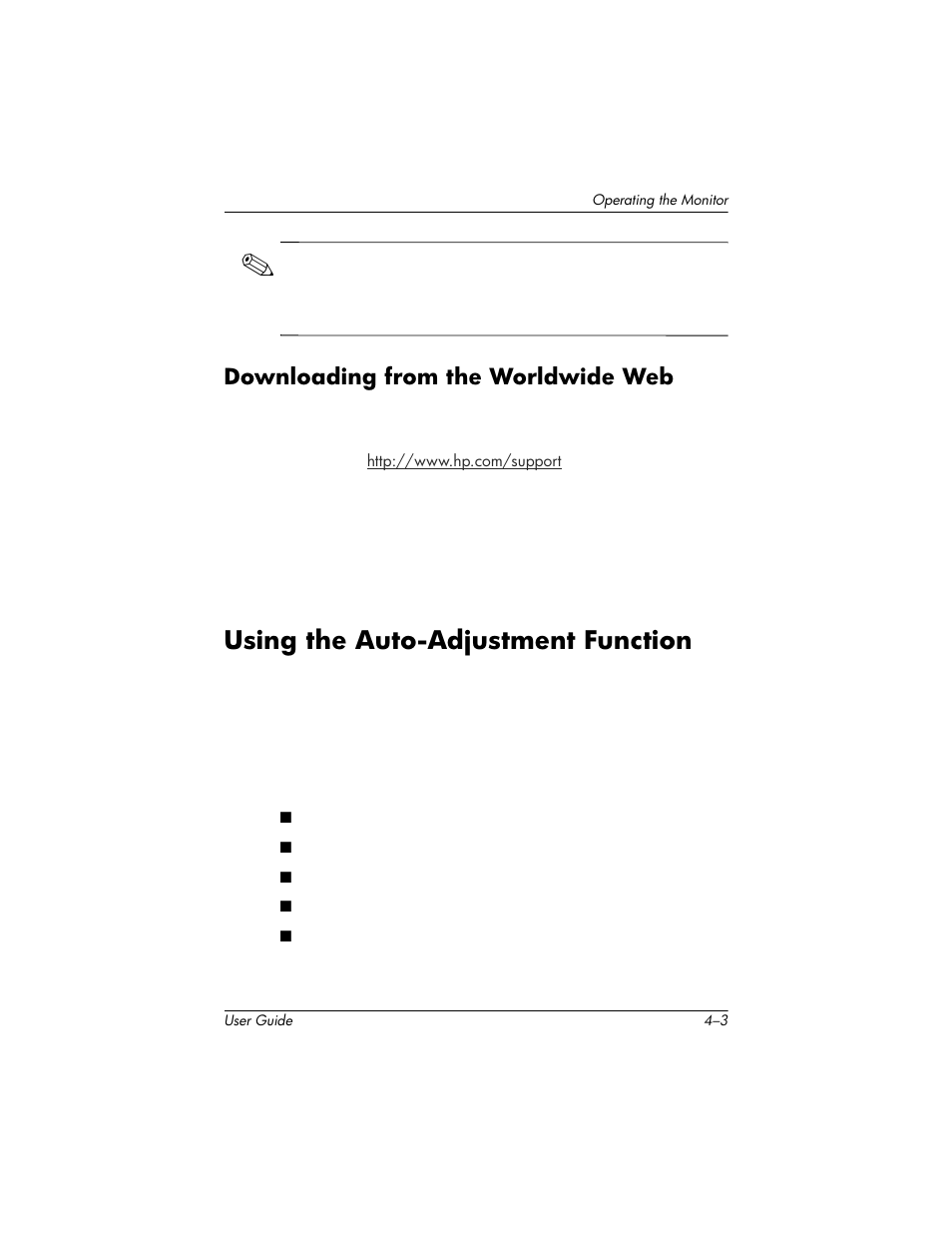 Downloading from the worldwide web, Using the auto-adjustment function, Downloading from the worldwide web –3 | Using the auto-adjustment function –3 | HP LP2465 24-inch Widescreen LCD Monitor User Manual | Page 33 / 76
