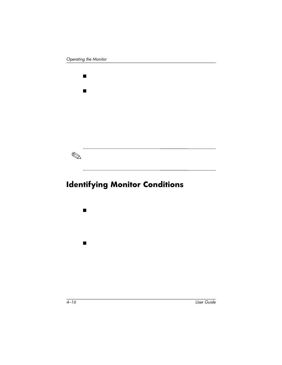 Identifying monitor conditions, Identifying monitor conditions –16 | HP LP2465 24-inch Widescreen LCD Monitor User Manual | Page 46 / 76