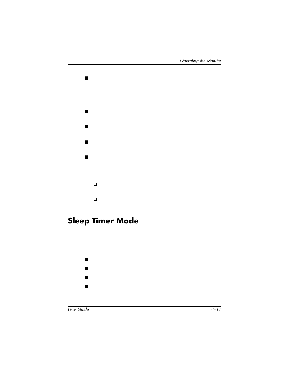 Sleep timer mode, Sleep timer mode –17 | HP LP2465 24-inch Widescreen LCD Monitor User Manual | Page 47 / 76