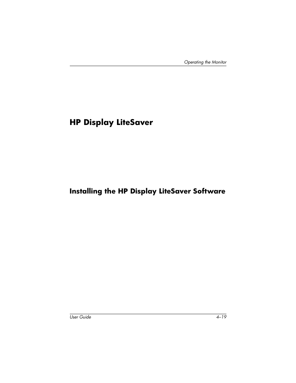 Hp display litesaver, Installing the hp display litesaver software, Hp display litesaver –19 | Installing the hp display litesaver software –19 | HP LP2465 24-inch Widescreen LCD Monitor User Manual | Page 49 / 76