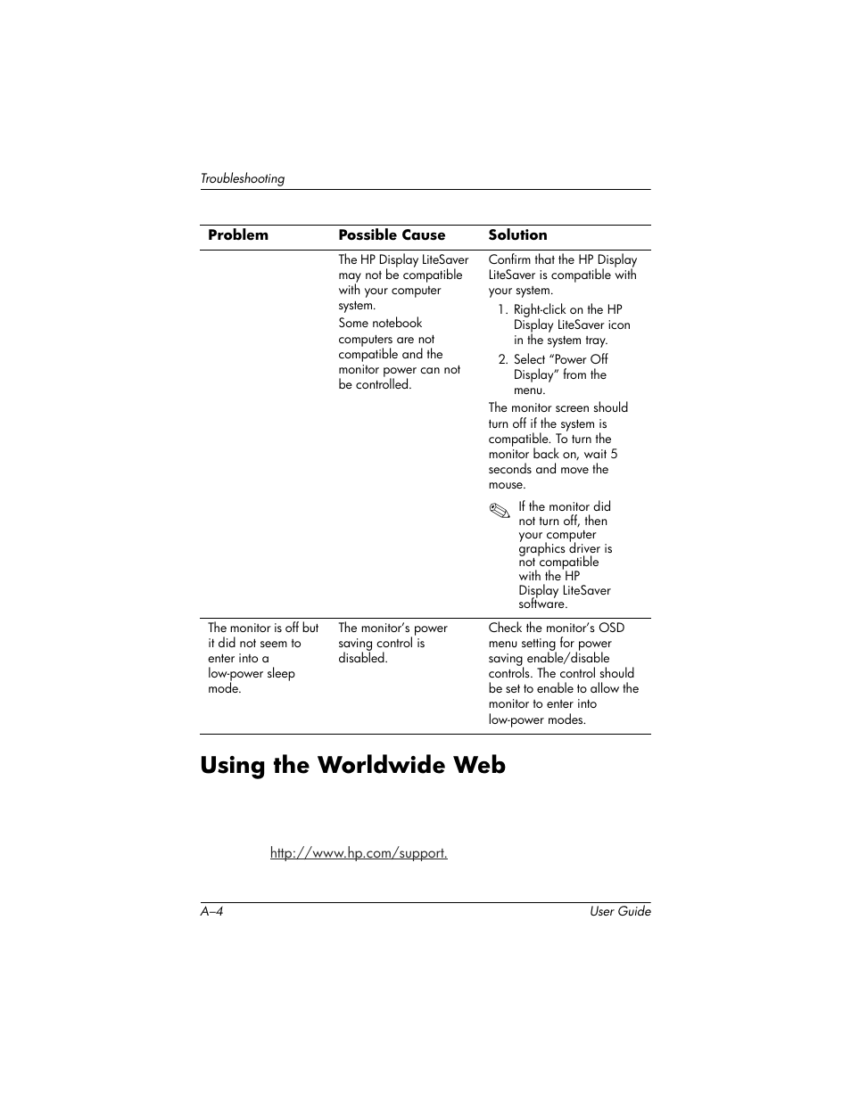 Using the worldwide web | HP LP2465 24-inch Widescreen LCD Monitor User Manual | Page 58 / 76