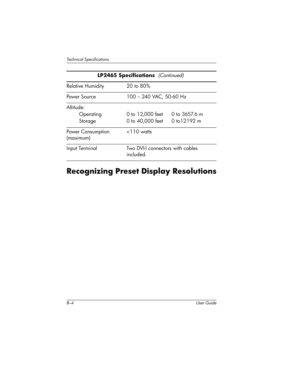 Recognizing preset display resolutions | HP LP2465 24-inch Widescreen LCD Monitor User Manual | Page 64 / 76