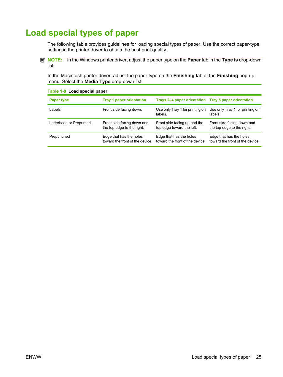 Load special types of paper | HP CM8000 Color Multifunction Printer series User Manual | Page 33 / 104