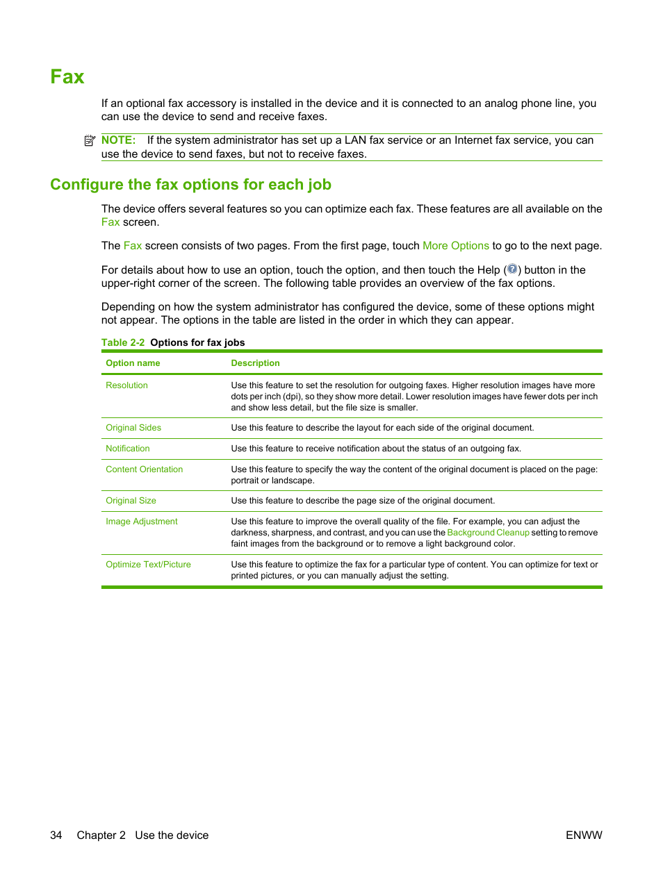 Configure the fax options for each job | HP CM8000 Color Multifunction Printer series User Manual | Page 42 / 104
