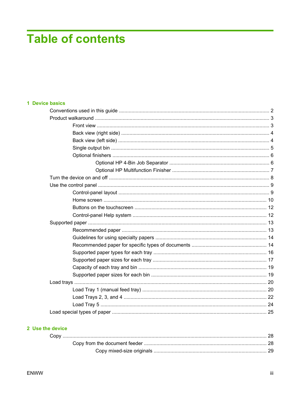 HP CM8000 Color Multifunction Printer series User Manual | Page 5 / 104