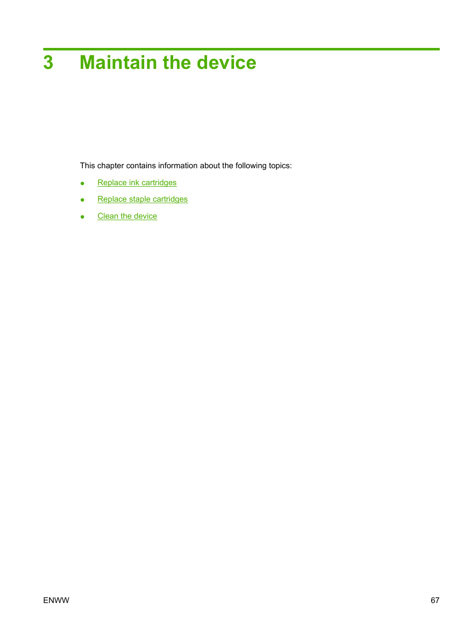 Maintain the device, 3 maintain the device, 3maintain the device | HP CM8000 Color Multifunction Printer series User Manual | Page 75 / 104
