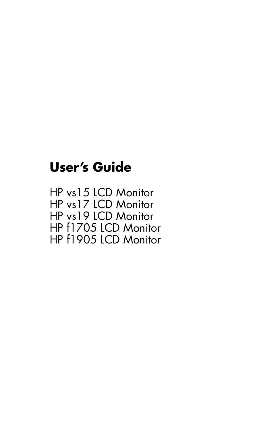 HP vs19x 19 inch LCD Monitor User Manual | 80 pages