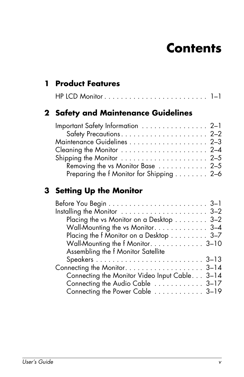 HP vs19x 19 inch LCD Monitor User Manual | Page 5 / 80