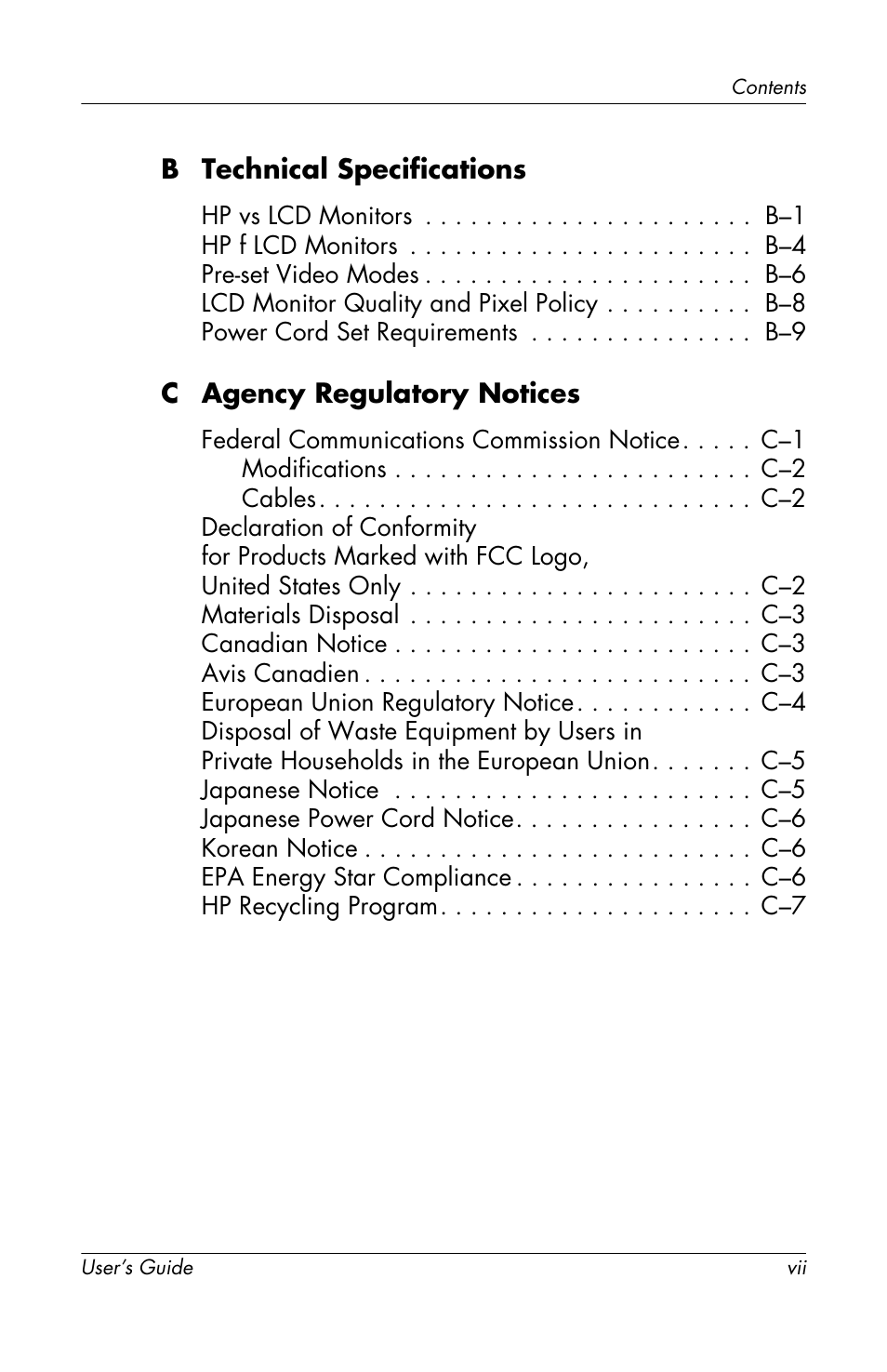 HP vs19x 19 inch LCD Monitor User Manual | Page 7 / 80