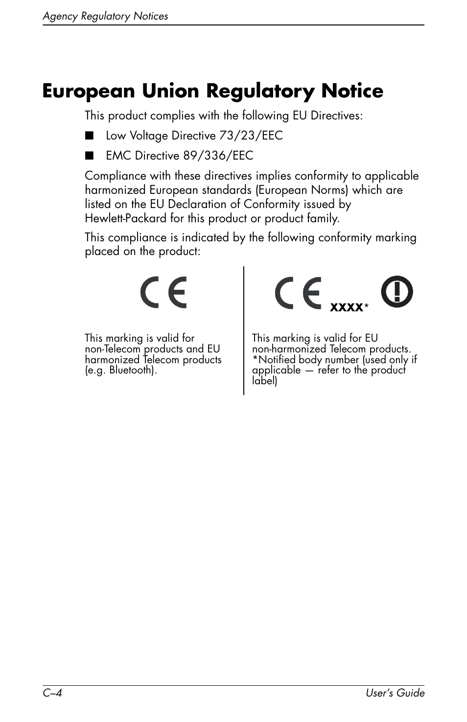 European union regulatory notice | HP vs19x 19 inch LCD Monitor User Manual | Page 76 / 80