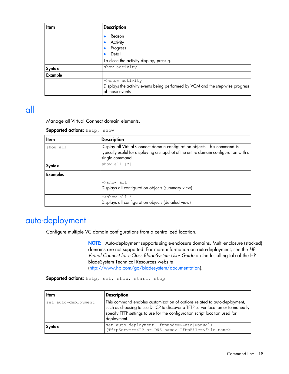 Auto-deployment | HP Virtual Connect FlexFabric 10Gb24-port Module for c-Class BladeSystem User Manual | Page 18 / 192