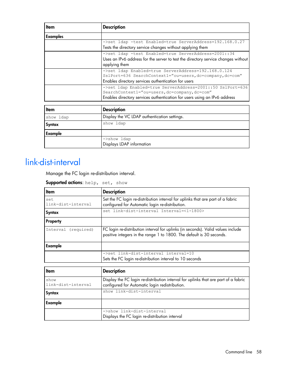 Link-dist-interval | HP Virtual Connect FlexFabric 10Gb24-port Module for c-Class BladeSystem User Manual | Page 58 / 192