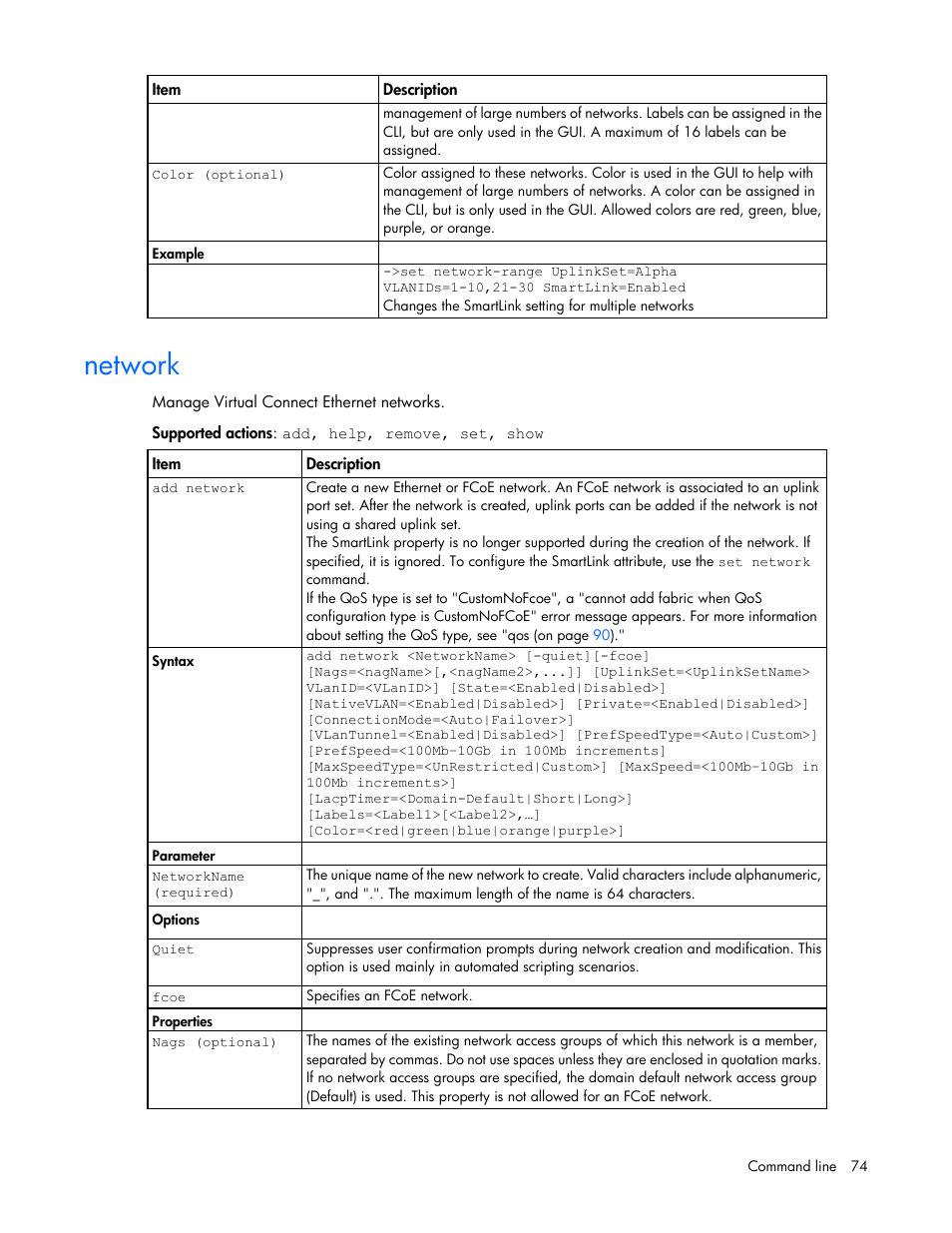 Network | HP Virtual Connect FlexFabric 10Gb24-port Module for c-Class BladeSystem User Manual | Page 74 / 192